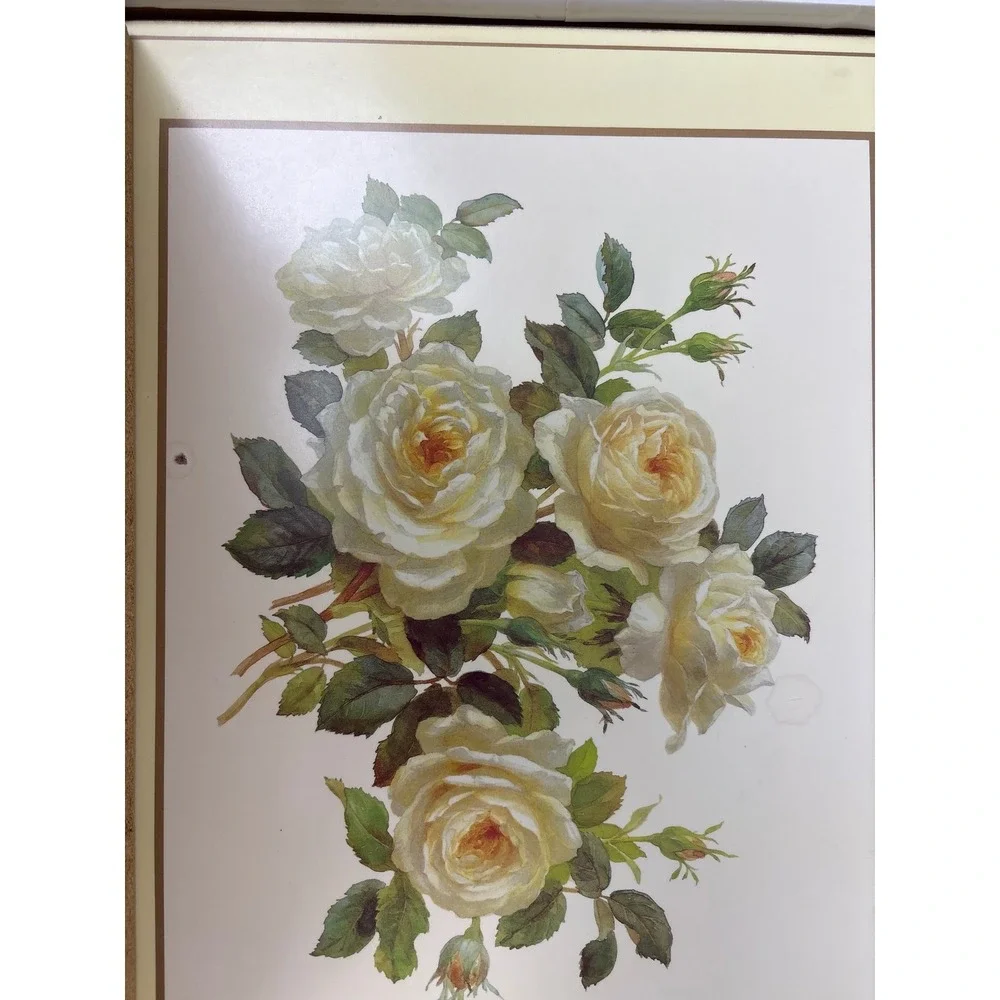 Royal Table Placemats Set of 4 Cork Backed White Yellow Roses Floral England